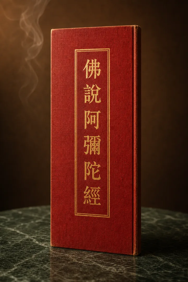 佛說阿彌陀經經本封面示意圖（依老師持有實物重繪）