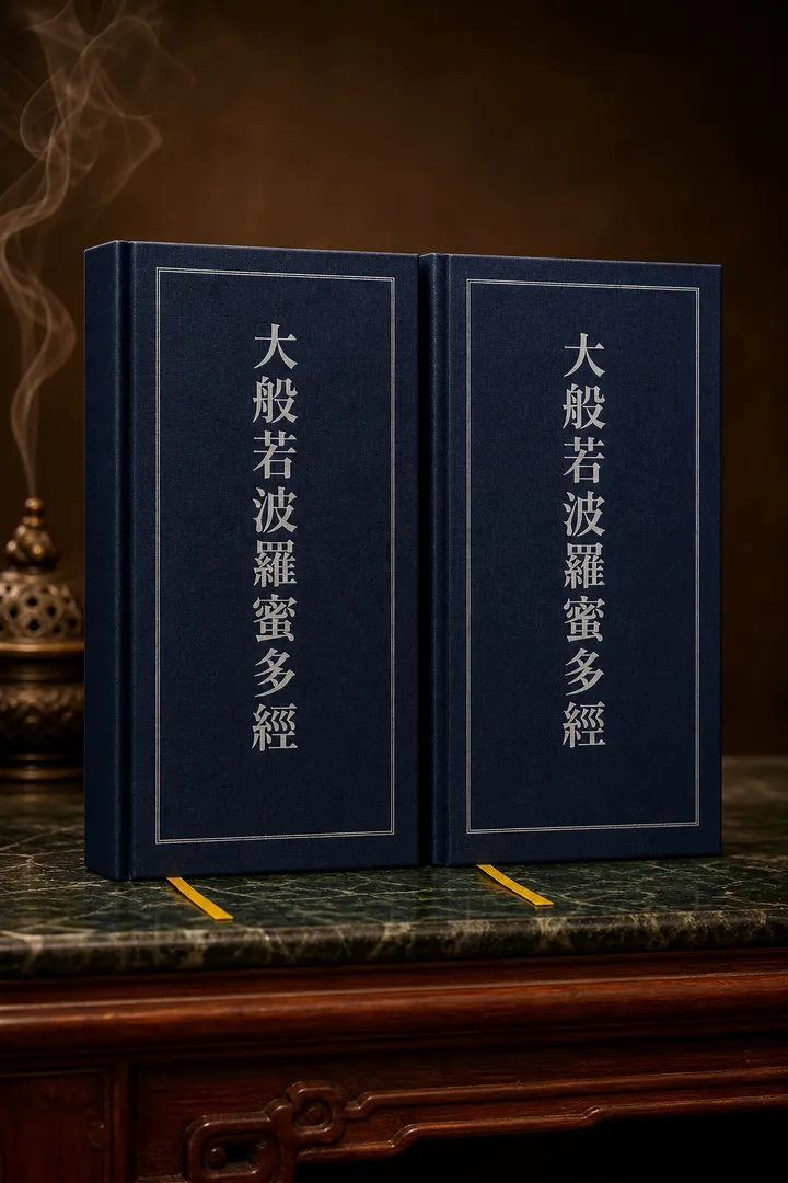 大般若波羅蜜多經・第二會（上下冊）經本封面示意圖（依老師持有實物重繪）