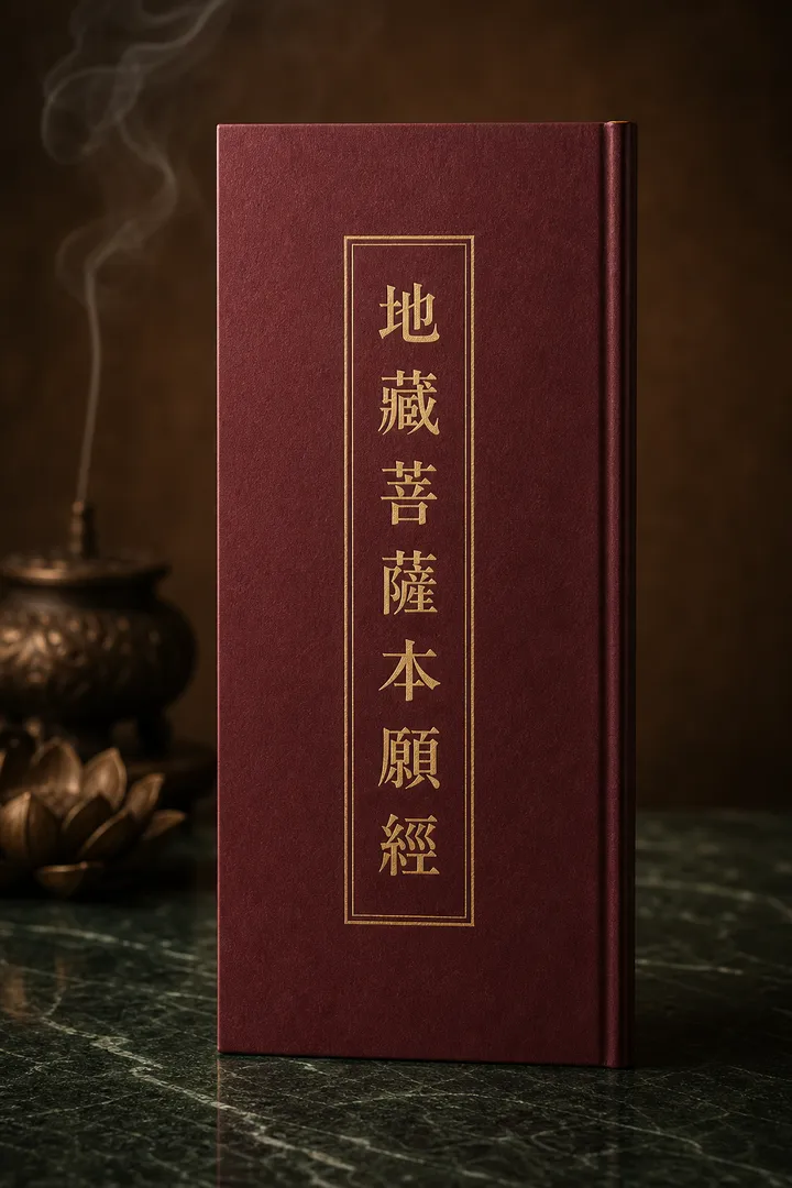 地藏菩薩本願經經本封面示意圖（依老師持有實物重繪）