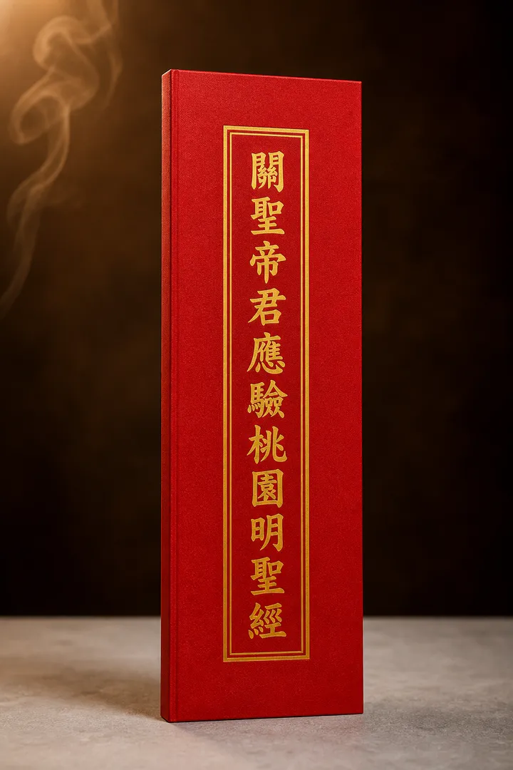 關聖帝君應驗桃園明聖經經本封面示意圖（依老師持有實物重繪）