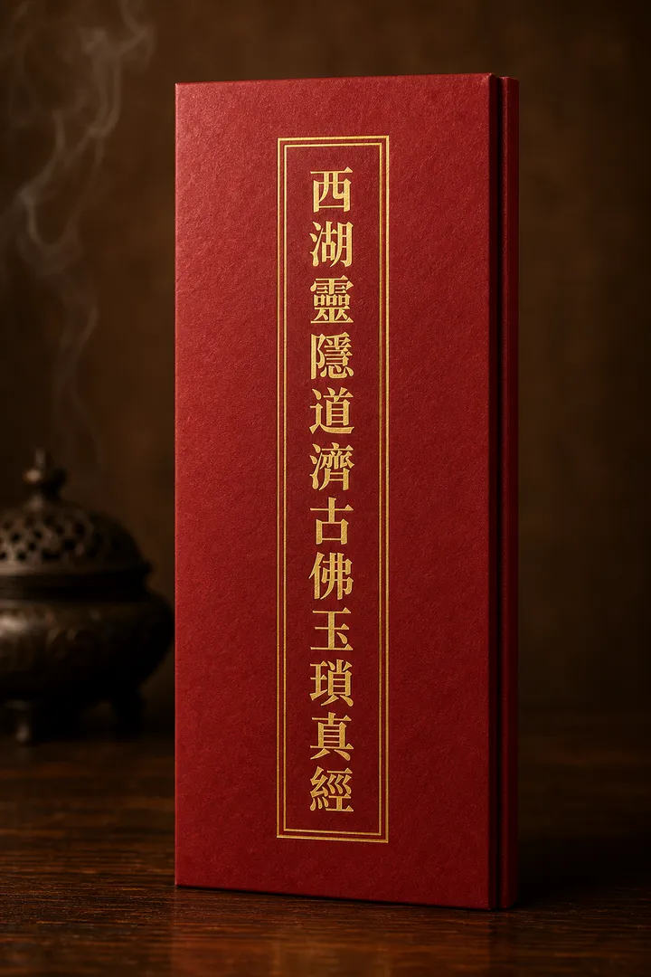 西湖靈隱道濟古佛玉瑣真經經本封面示意圖（依老師持有實物重繪）