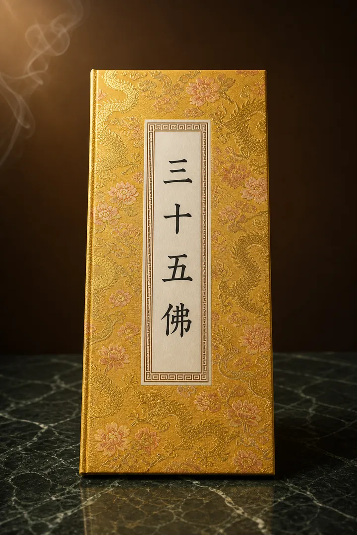 三十五佛經本封面示意圖（依老師持有實物重繪）